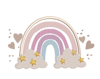 Rainbow Embroidery Design, 4 sizes