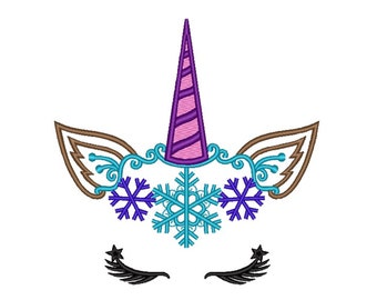 Kerst eenhoorn borduurwerk ontwerp