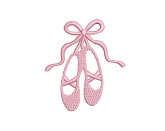 Ballet Shoes Pink Ballet Slippers and Bow Embroidery Design for Janome for Brother Embroidery Machines