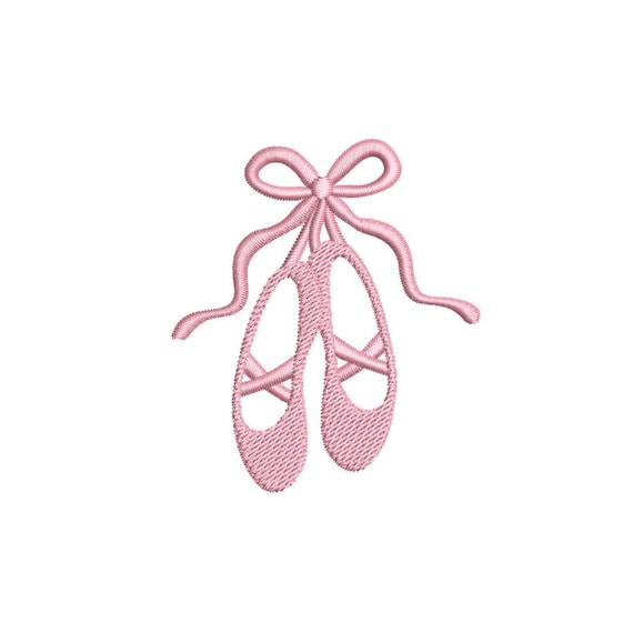 Ballet Shoes Pink Ballet Slippers and Bow Embroidery Design for Janome for Brother Embroidery Machines