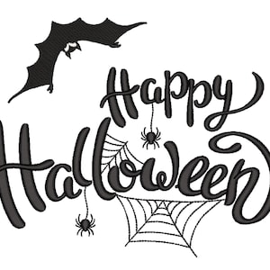 Happy Halloween Embroidery Design, 3 sizes, Instant Download