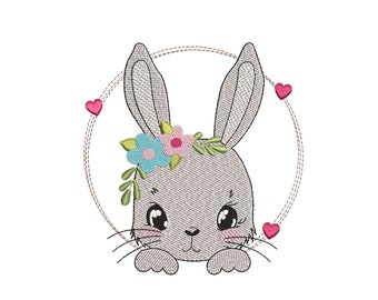 Easter Bunny Embroidery Design, 3 sizes, Instant Download