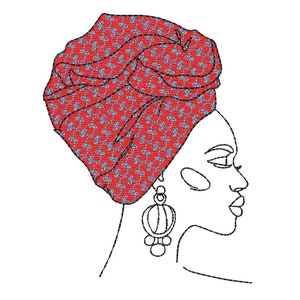 African woman embroidery design