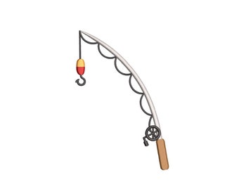 Fishing Rod Embroidery Design, 3 sizes, Instant Download