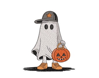 Spooky Halloween Embroidery Design, Spooky Vibes Embroidery File, Ghost Embroidery Design, 3 sizes