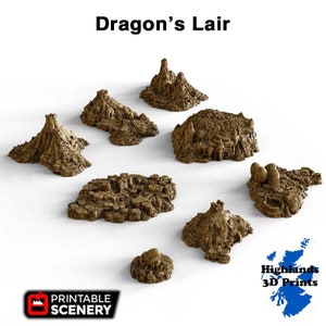 Dragon Lair Scatter Terrain Juegos de mesa DnD Impresión 3D 32/28/20/15/10 mm