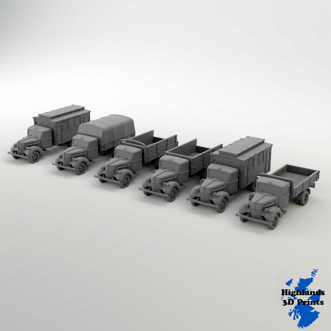 Camion Ford V3000 WW2 - Miniature In Stampa 3D Per Giochi Da Tavolo E Wargame, Non Dipinto