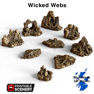 Wicked Webs Scatter Terrain Juegos de mesa DnD Impresión 3D 32/28/20/15/10 mm