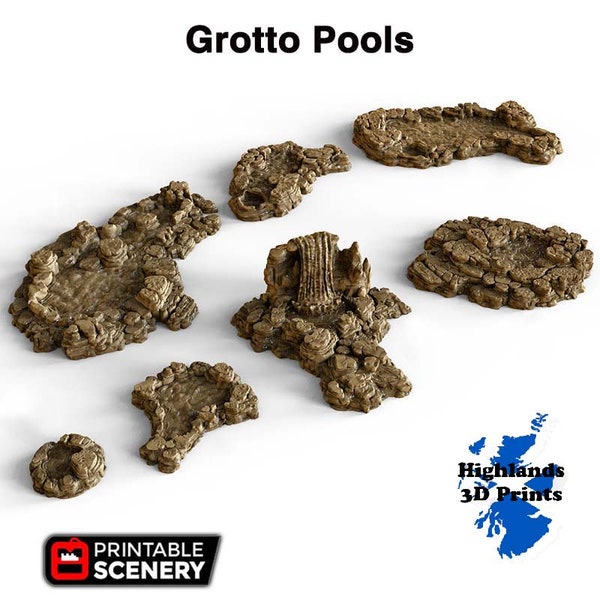 Grotto Pools Scatter Terrain Tabletop Gaming DnD Impressão 3D 32/28/20/15/10mm