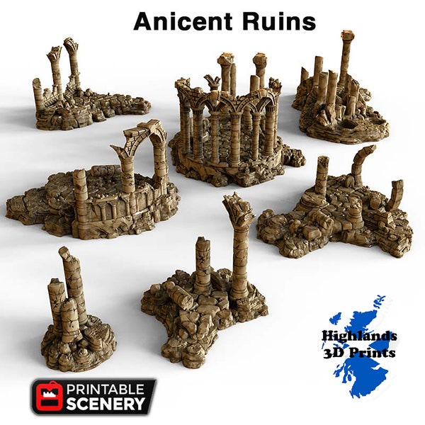 Ancient Ruins Scatter Terrain Tabletop Gaming DnD 3D Print 32/28/20/15/10mm