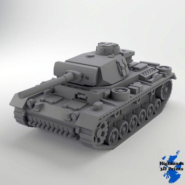 Panzer III Tank WW2 Tabletop Gaming 3D Print 32/28/20/15/10