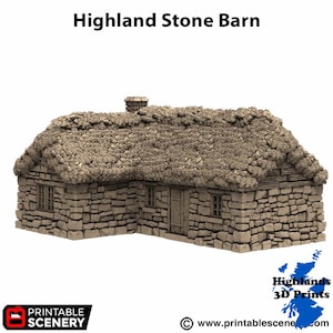 Highland Stone Barn Scatter Terrain Tabletop Gaming DnD 3D Print 32/28/20/15/10mm