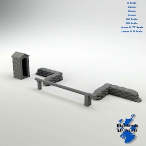 2 Checkpoints Stampa 3D: Terreno della Seconda Guerra Mondiale, Gioco da Tavolo, Terreno Ferroviario (32/28/20/15/10 mm)