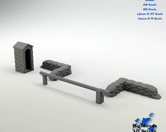 2 Checkpoints 3D Print: WW2 Terrain, Tabletop Gaming, Railway Terrain (32/28/20/15/10mm)