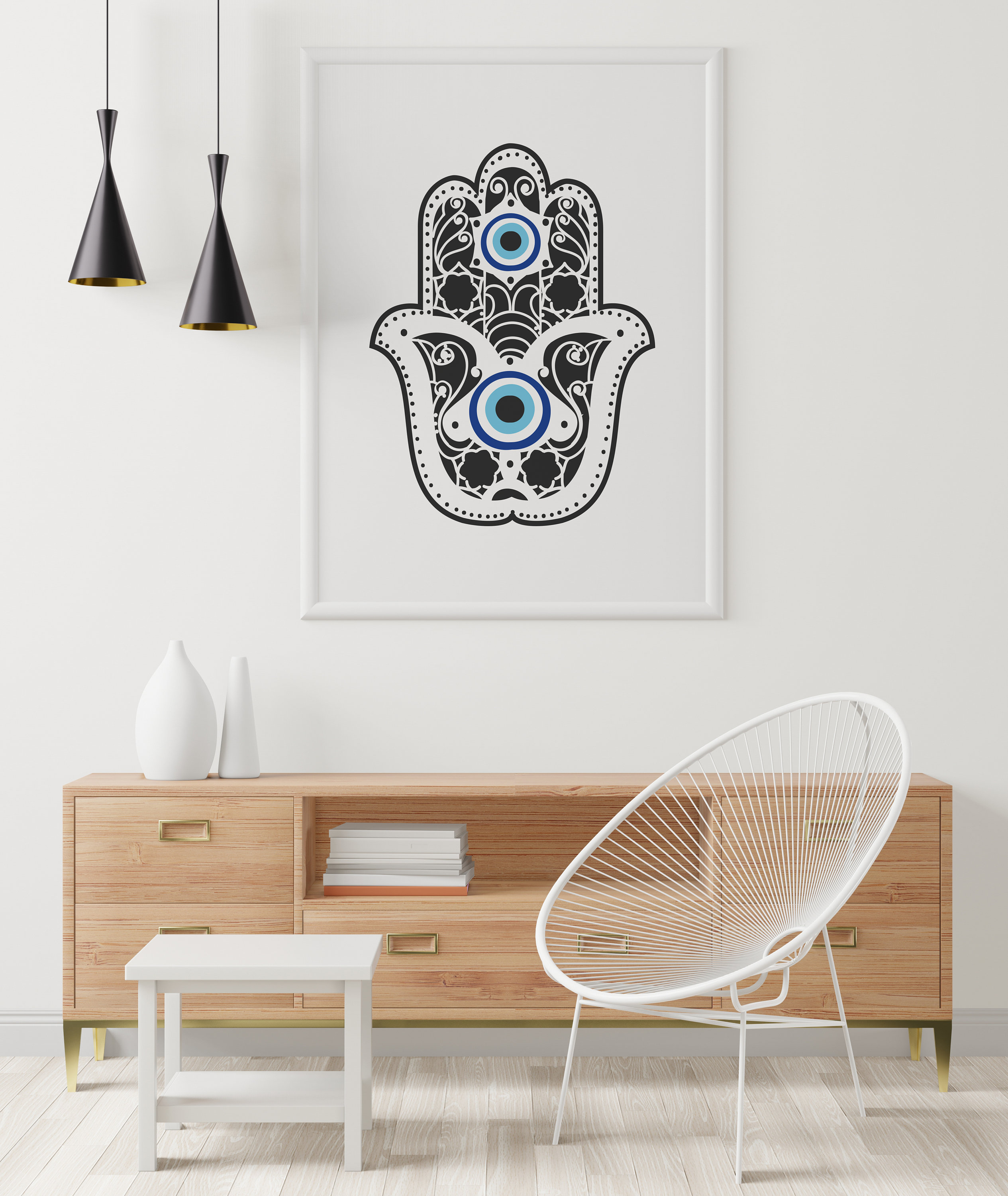 Hamsa Hand of Fatima and Evil Eye Wall Art Prints Esoteric - Etsy