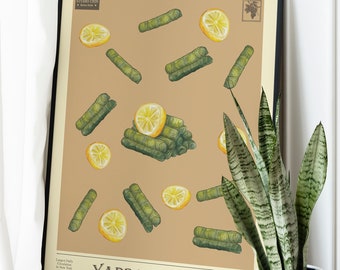 YAPRAK SARMA Print, Turkish Food Print, Digital Download, Modern Kitchen Decor, Kitchen Wall Art, Food Print, 50s Food Prin