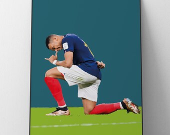 Mbappe poster, Kylian Mbappe print, France art print, wall art, man cave, world cup qatar 2022, france