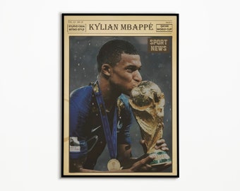 Mbappe poster, Kylian Mbappe print, France art print, wall art, man cave, world cup qatar 2022, france