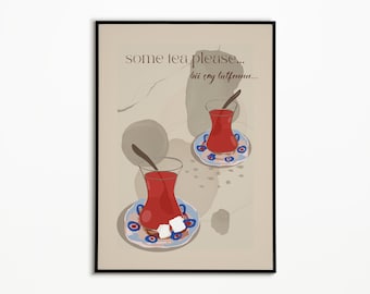 Gardez votre calme, art islamique, décoration murale, art mural islamique, décoration islamique, thé turc, affiche de thé,