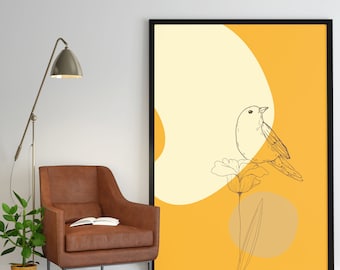 Bird Line Art Printable, Bird One Line Drawing Poster, Line Drawing, Digital Download, Minimal Line Art, Wall Art, Home Decor, Modern Art