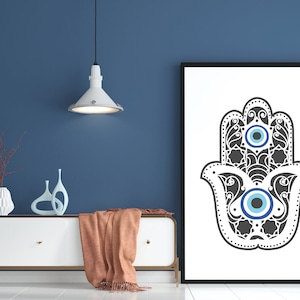 Hamsa Hand of Fatima and Evil Eye Wall Art  Prints, Esoteric Boho Gallery Wall Set, Printable  Wall Art, Hamsa Print