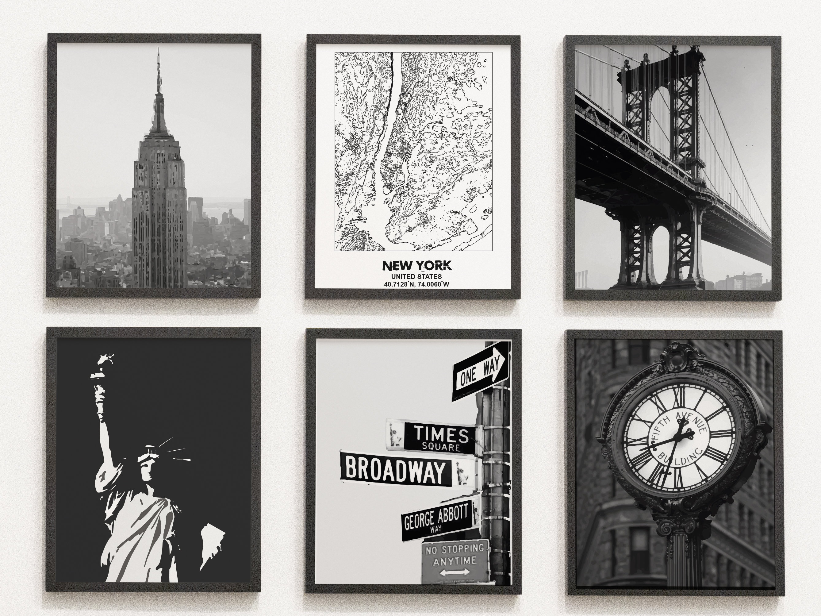 New York City Print, NYC Black and White Prints Set of 6, New York ...