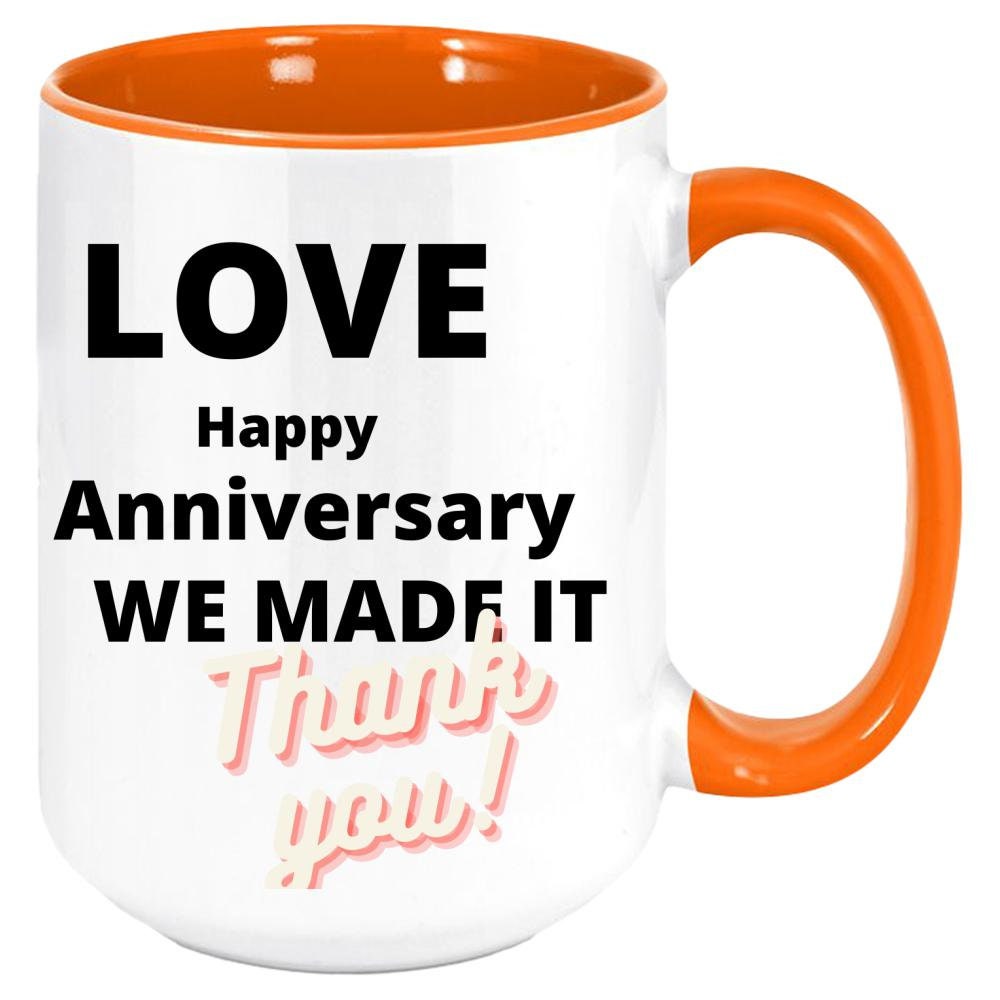 Becher 15oz Kaffeebecher weiß mit farbigen zum Jubiläum | Etsy