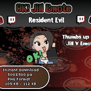 OK! Thumbs Up Jill Inspired Twitch Emote| Dead by daylight inspired| Resident evil inspired| twitch chat| discord emoji| cheap
