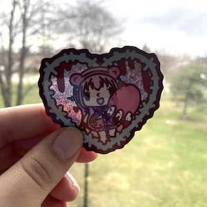 Gloomy Sonico Inspired Fanmade |Holo Heart Glitter Sticker y2k|guro|kawaii|horror| Gloomy Bear inspired