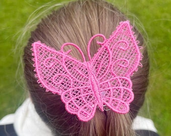 Embroidered Butterfly Hair Clip, Lace Hair Accessories, Crocodile Clasp
