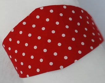 Wide Fabric Red Spotty Headband, yoga hairband, pilates headband, hairband for exercise, girls headband, ladies hairband, teens hairband