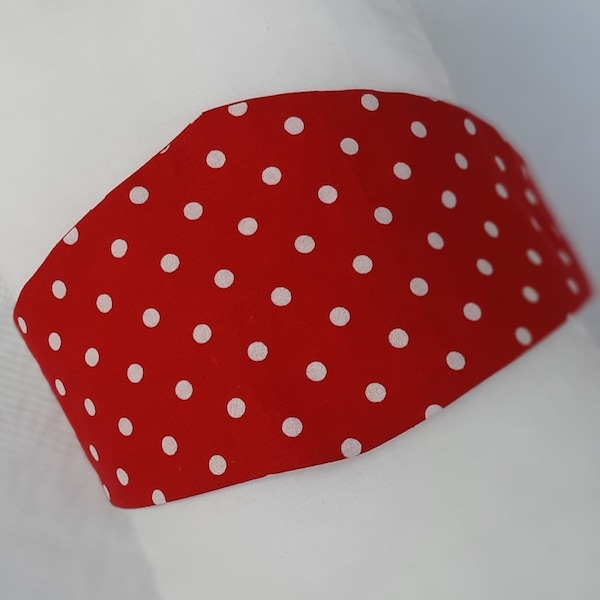 Wide Fabric Red Spotty Headband, yoga hairband, pilates headband, hairband for exercise, girls headband, ladies hairband, teens hairband