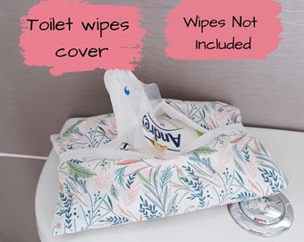 Floral Cotton Toilet Wipe Cover: Machine Washable Bathroom Decor