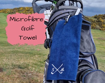 Personalized Microfibre Golf Towel with Clip, Embroidered Design