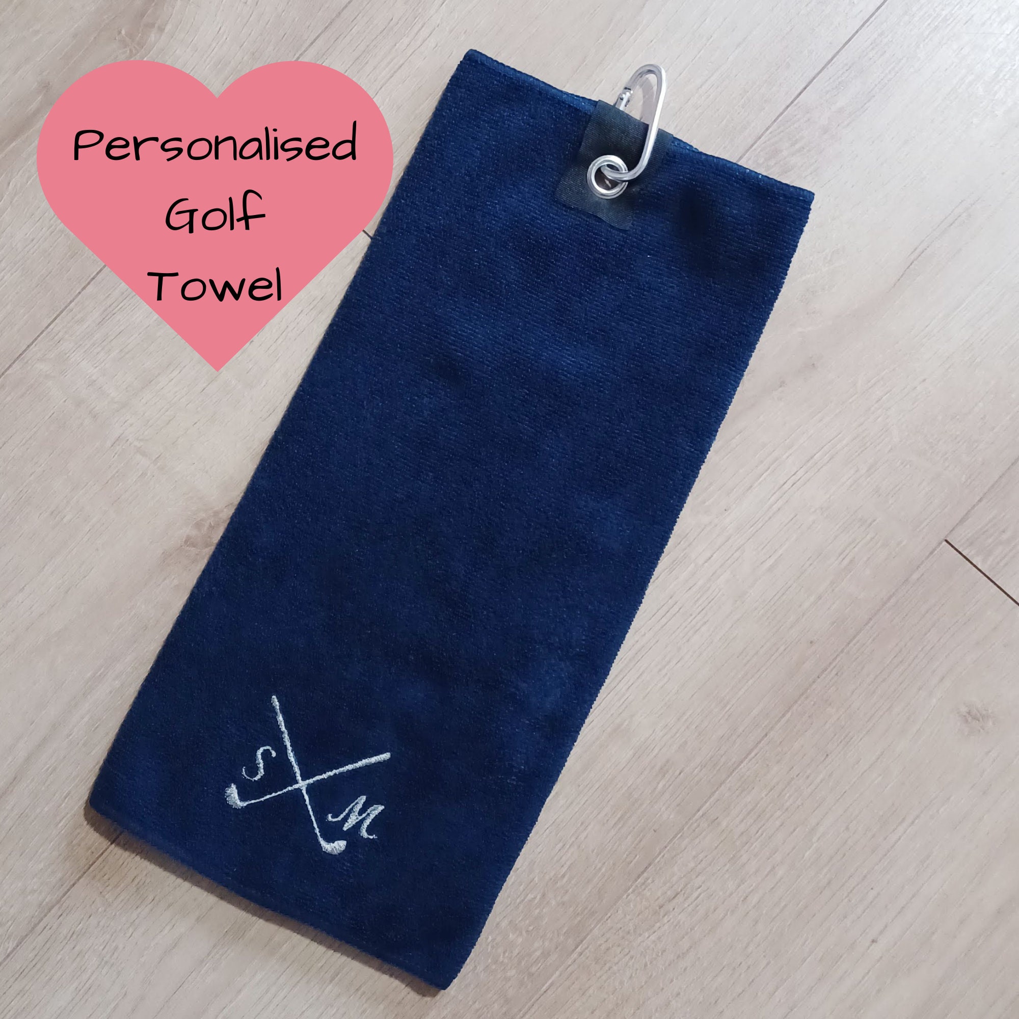 Personalised Microfibre Golf Towel With Springloaded Clip Etsy UK