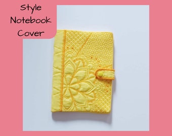 Embroidered Mandala A5 Notebook Cover, Yellow Fabric