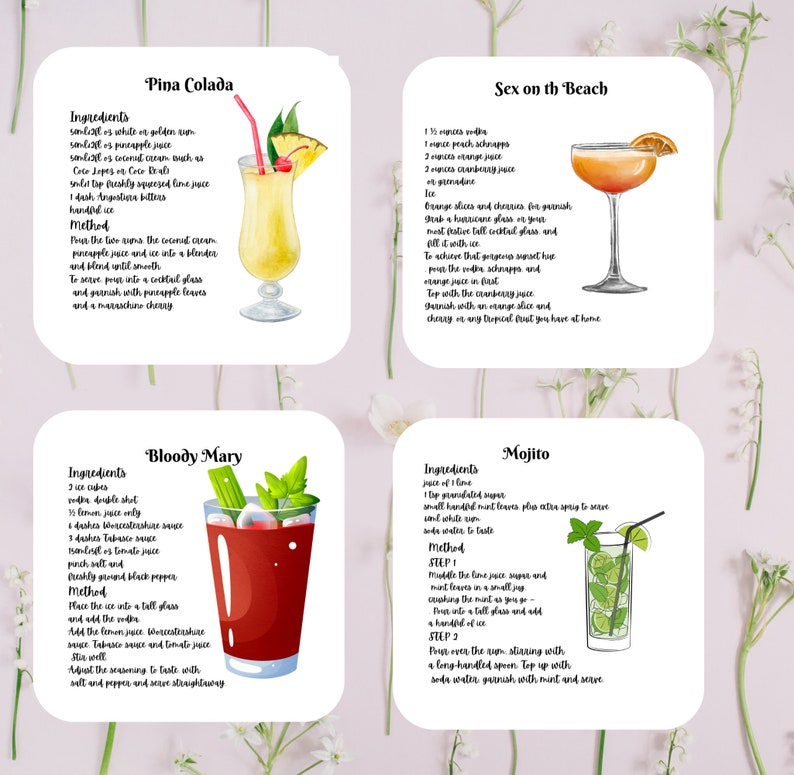 Home Bar Enthusiasts Delight Set of Stylish Cocktail Recipe Drinks