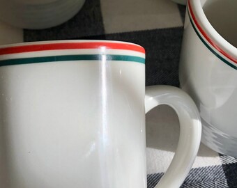 Vintage China restaurant ware Coffee Cup with red and green stripe