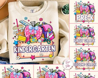 Retro Back to School Png Bundle, First Day Of School Png, Kindergarten Png, School Png, First/Second/Third Grade Designs, Retro Teacher PNG