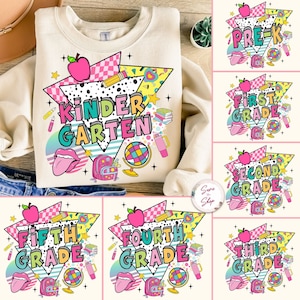 Retro Back to School Png Bundle, First Day Of School Png, Retro Kindergarten Png, School Png, First/Second/Third Grade Designs, Teacher PNG