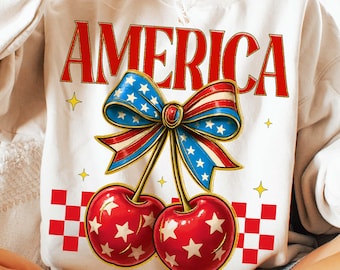Coqueta americana retro cereza PNG, 4 de julio PNG, cuadros americanos PNG, femenino EE. UU. PNG, Día de los Caídos PNG, Día de la Independencia, Patriótico png