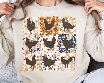 Retro Boho Chicken Farm Sublimation Design, Chicken Floral Sublimation, Chicken Farm, Mother's Day PNG, Retro Chicken Mama PNG, Digital File