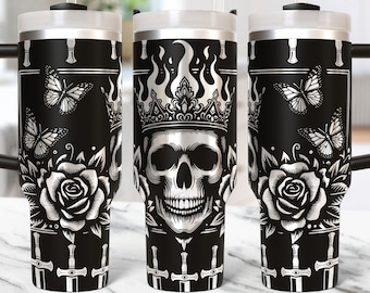 Skull Tumbler Laser File Svg 40oz Floral Engraved Tumbler Laser File Skull Flower 40 oz Tumbler Wrap Svg Design Skull Laser Engraving Svg