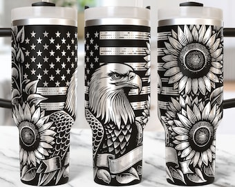 American Eagle Tumbler Wrap Laser Svg, 40 oz Laser Engraved Flag Bald Eagle Tumbler Wrap, Laser Engraving Svg 40oz Tumbler Laser File Design