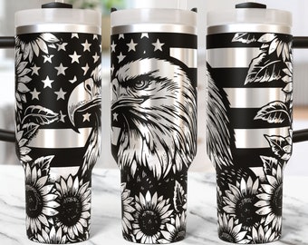 Eagle Tumbler Wrap Laser Svg 40 oz Laser Engraved American Flag 4th of July Tumbler Wrap, Laser Engraving Svg 40oz Tumbler Laser File Design