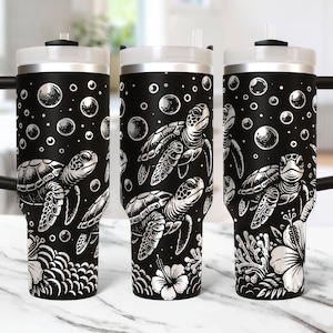 Turtle Tumbler Wrap Laser Svg, 40oz Laser Engraved Sea Baby Turtle Tumbler, Summer 40 oz Tumbler Laser File Svg Design, Laser Engraving Svg