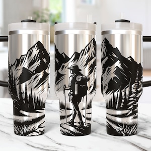 Camping Tumbler Laser File Svg, 40oz Laser Engraved Tumbler Wrap, Camping Laser Engraving Svg, Outdoor 40 oz Tumbler Laser File Svg Design
