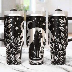 Cute Cat Tumbler Wrap Laser File Svg 40oz Laser Engraved Flower Garden Laser Engraving Svg Floral Cat Mom 40 oz Tumbler Laser Svg Design