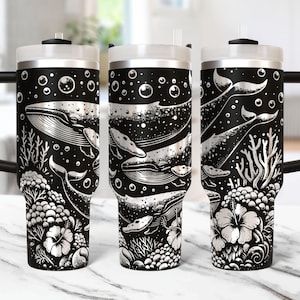 Sea Whale Tumbler Wrap Laser File Svg 40oz Laser Engraved Ocean Whale Tumbler Laser Engraving Svg Summer 40 oz Tumbler Laser Svg Design