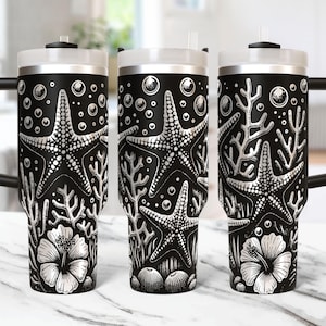 Sea Starfish Tumbler Wrap Laser File Svg 40oz Laser Engraved Ocean Starfish Tumbler Laser Engraving Svg Summer 40oz Tumbler Laser Svg Design